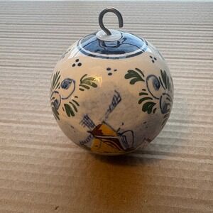 Handpainted Ceramic Delft Windmill Ornament Blue‎ White Colors Holland